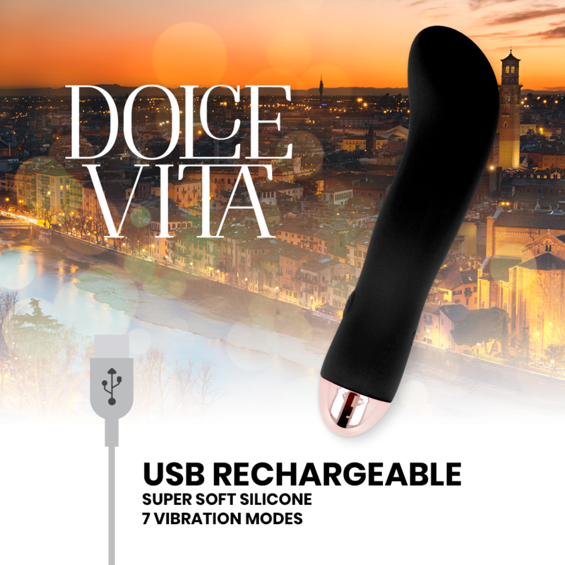 DOLCE VITA - VIBRATORE RICARICABILE DUE NERO 7 VELOCITÀ - immagine 2