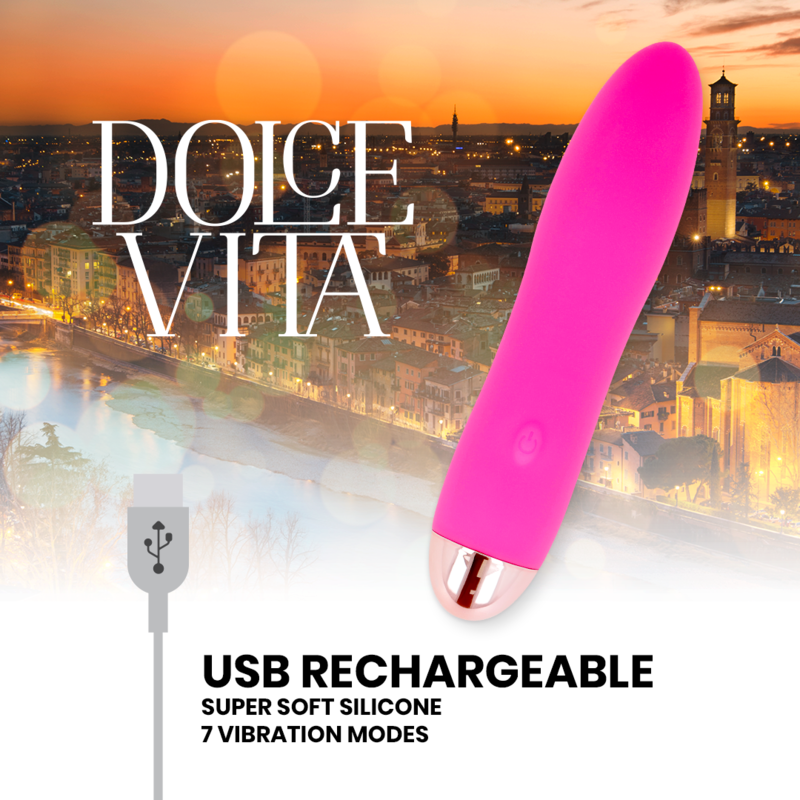 DOLCE VITA - VIBRATORE RICARICABILE QUATTRO ROSA 7 VELOCITÀ - immagine 2