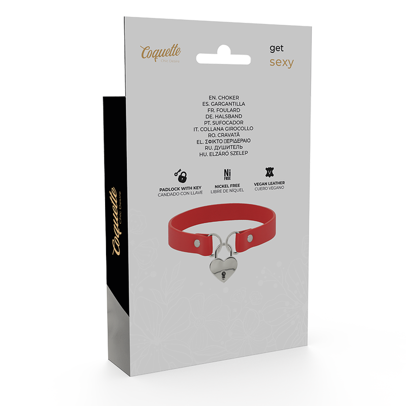 COQUETTE CHIC DESIRE - COLLANA IN PELLE VEGANA ROSSA CON ACCESSORIO CUORE CON CHIAVE - immagine 6