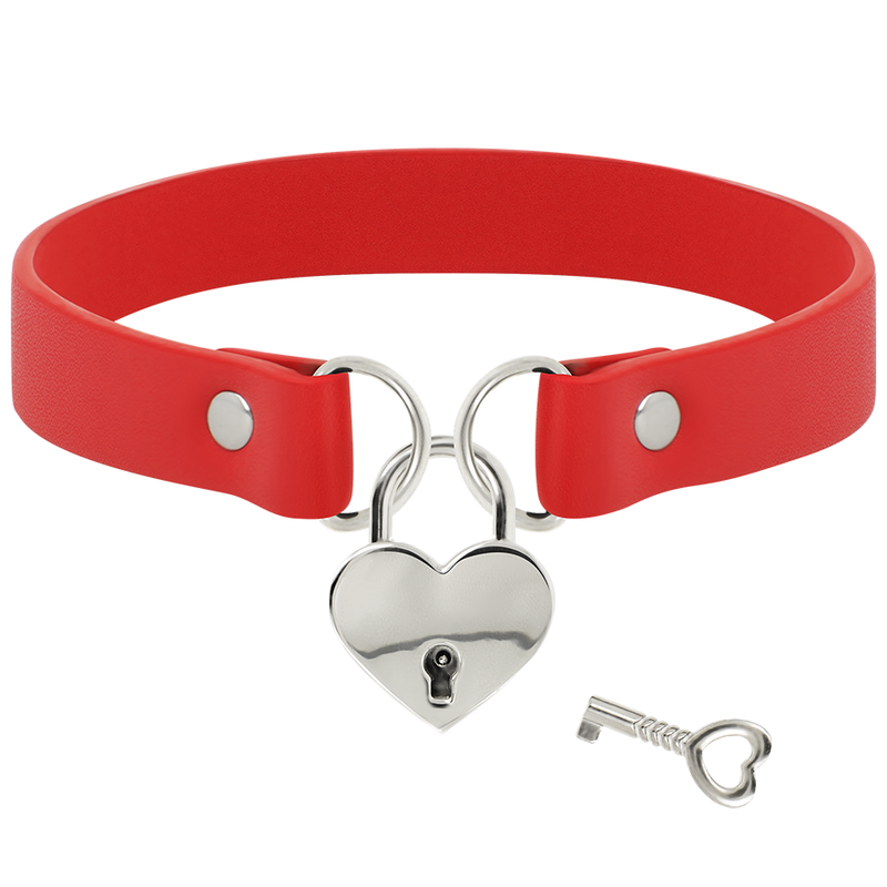 COQUETTE CHIC DESIRE - COLLANA IN PELLE VEGANA ROSSA CON ACCESSORIO CUORE CON CHIAVE - immagine 5