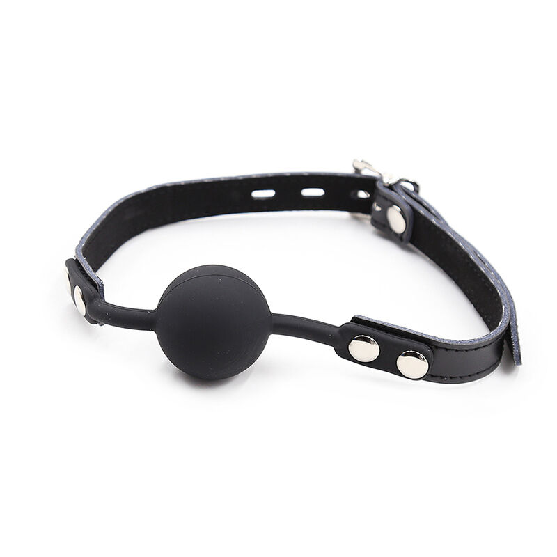 OHMAMA FETISH - BALL GAG IN SILICONE CON CINTURA IN PELLE (LUCCHETTO INCLUSO) - immagine 5