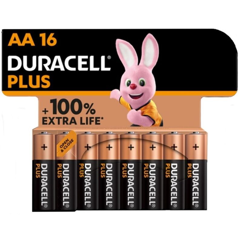 DURACELL – BATTERIA ALCALINA PLUS POWER 100 AA LR6 16 UNIT