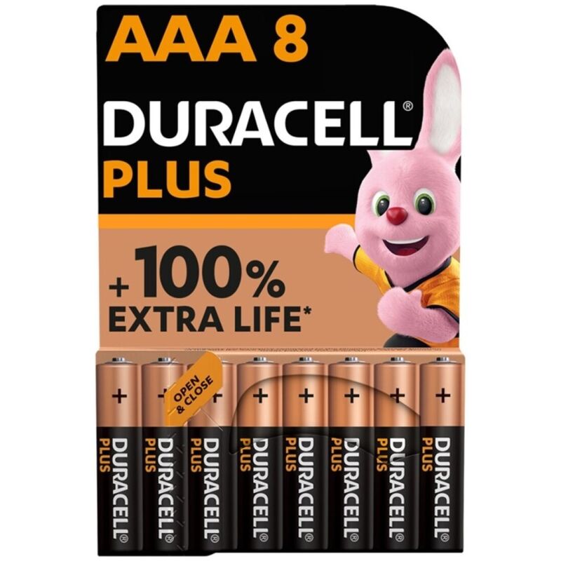 DURACELL – BATTERIA ALCALINA PLUS POWER 100 AAA LR03 8 UNIT DURACELL – BATTERIA ALCALINA PLUS POWER 100 AAA LR03 8 UNIT