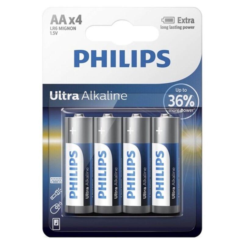 PHILIPS – BATTERIA ULTRA ALCALINA AA LR6 4 UNITÀ