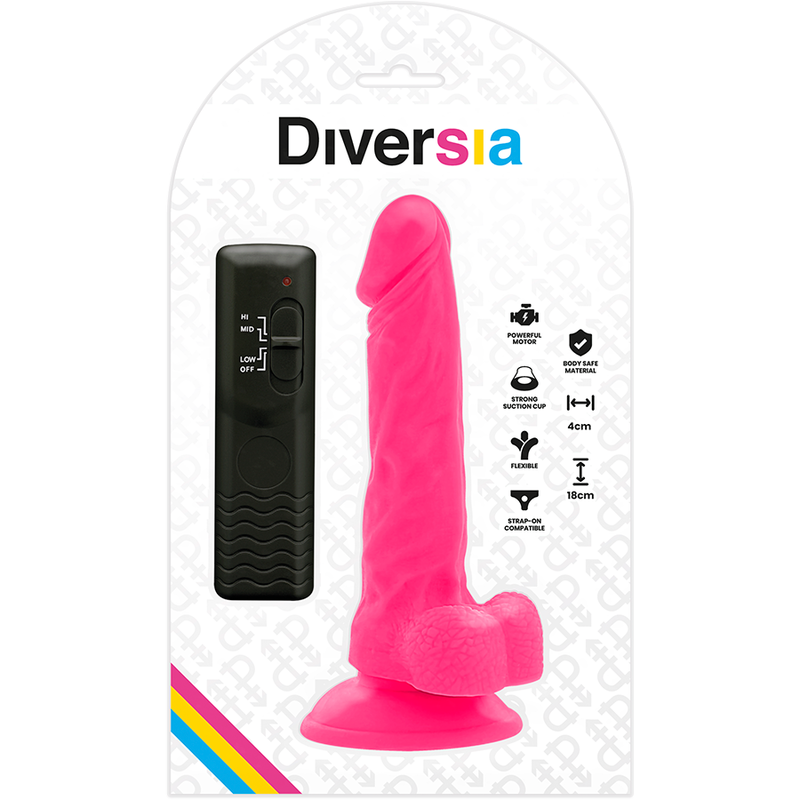 DIVERSIA - DILDO VIBRANTE FLESSIBILE ROSA 18 CM -O- 4 CM - immagine 7