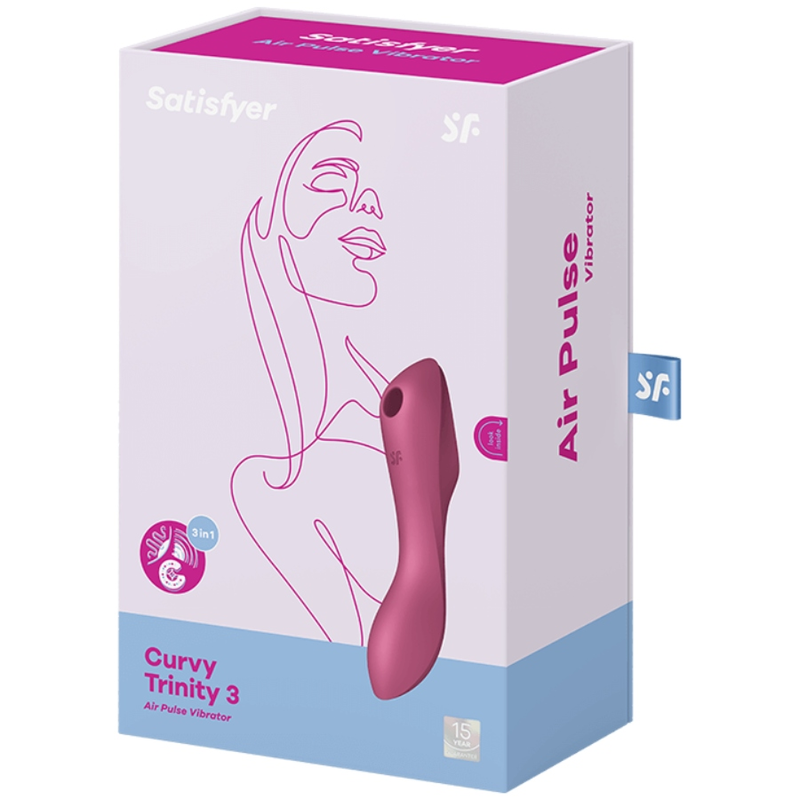 SATISFYER - VIBRATORE CURVY TRINITY 3 AIR PULSE ROSSO - immagine 3