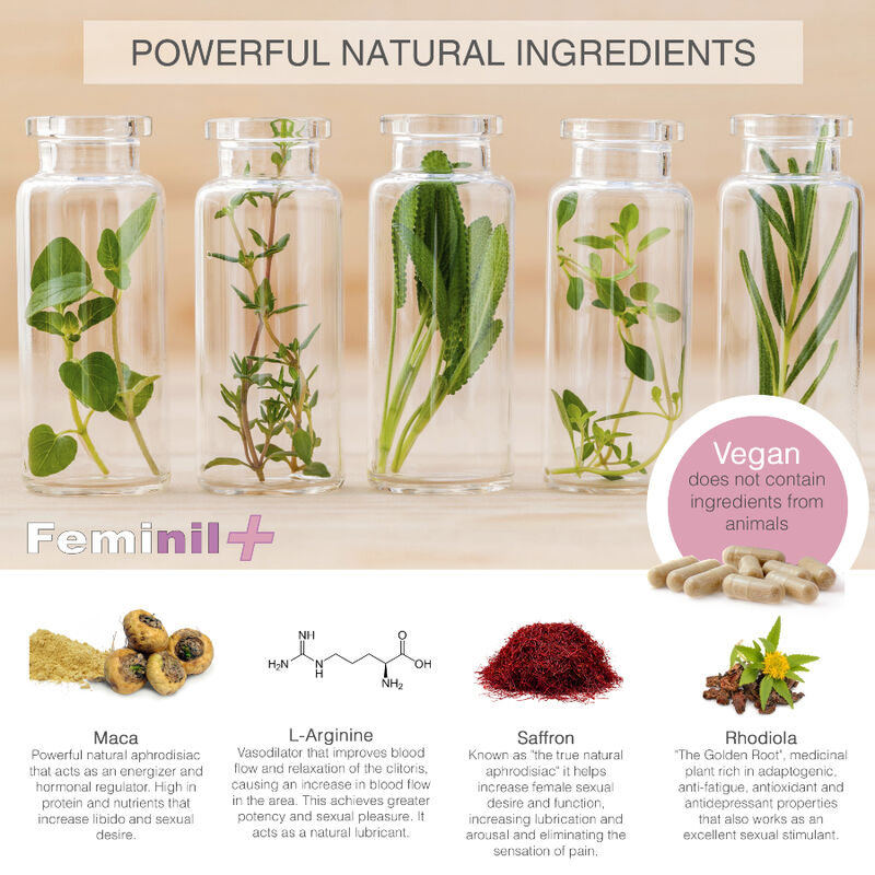 500 COSMETICS - FEMINIL+ MIGLIORAMENTO DELLA LIBIDO SESSUALE FEMMINILE - 30 CAPSULE - immagine 2