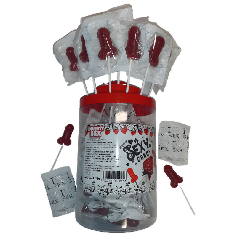 DIABLO PICANTE – 50 LECCA-LECCA A FORMA DI PENE DI CARAMELLE ALLA FRAGOLA E ALLA CILIEGIA 50 UNIT DIABLO PICANTE – 50 LECCA-LECCA A FORMA DI PENE DI CARAMELLE ALLA FRAGOLA E ALLA CILIEGIA 50 UNIT