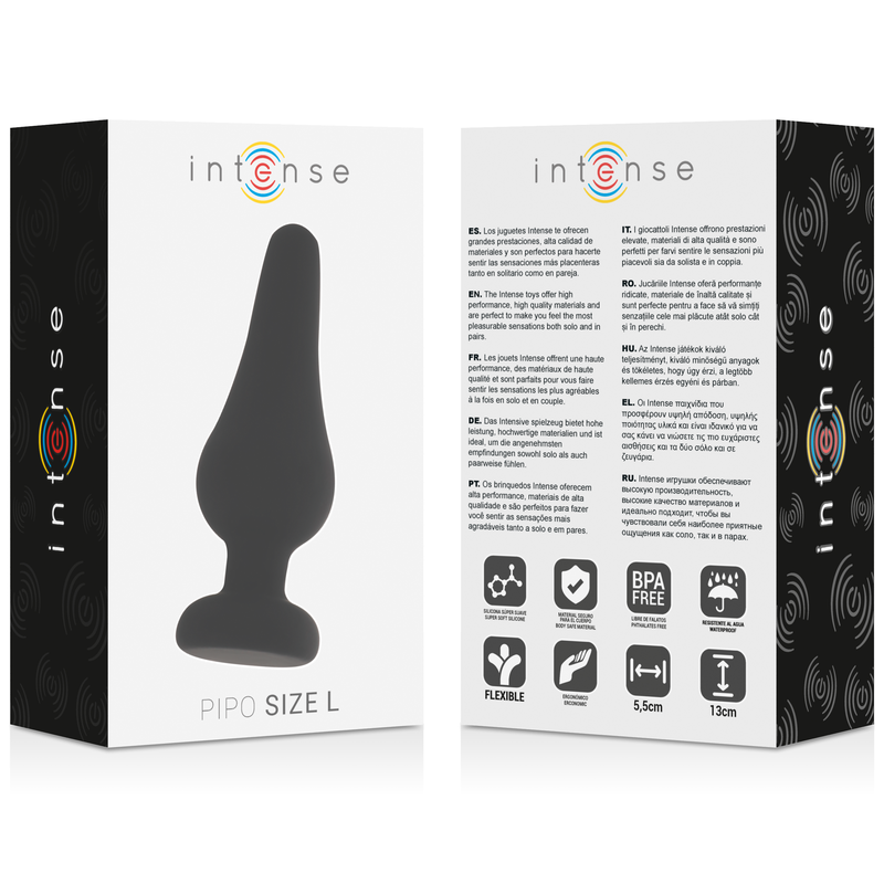 INTENSE - PLUG ANALE PIPO L SILICONE NERO 13 CM - immagine 4