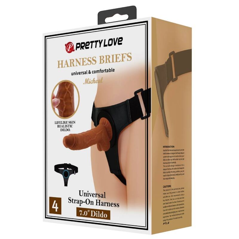 PRETTY LOVE - IMBRAGATURA SLIP UNIVERSALE IMBRAGATURA CON DILDO MICHEAL 20 CM NERO - immagine 5