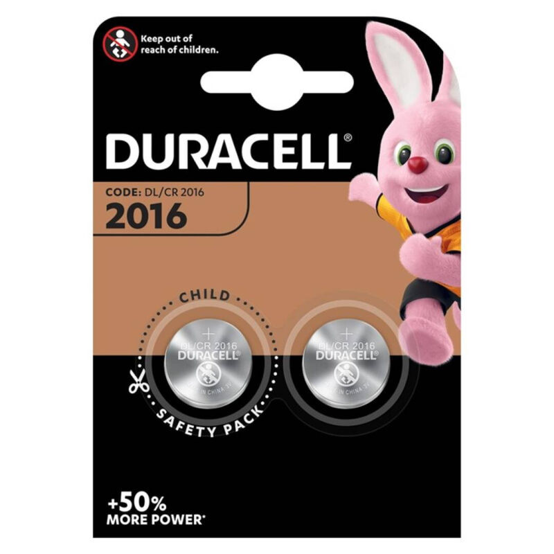 DURACELL – BATTERIA BOTTONE LITIO CR2016 3V 2 UNIT DURACELL – BATTERIA BOTTONE LITIO CR2016 3V 2 UNIT