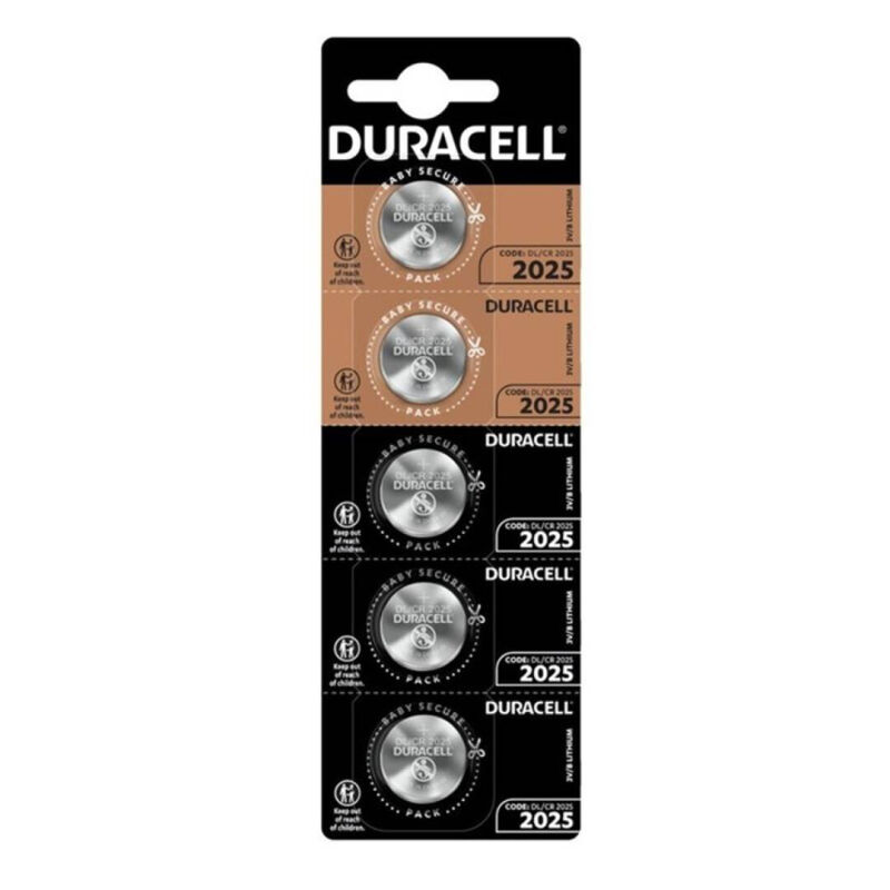 DURACELL – BATTERIA BOTTONE LITIO CR2025 3V 5 UNIT DURACELL – BATTERIA BOTTONE LITIO CR2025 3V 5 UNIT