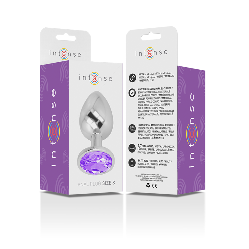 INTENSE - PLUG ANALE IN METALLO ALLUMINIO CON CRISTALLO VIOLA MISURA S - immagine 4