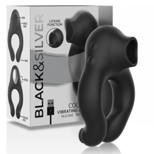 BLACK&SILVER – ANELLO VIBRATORE IN SILICONE 3 MOTORI RICARICABILE NERO