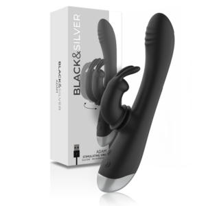 BLACK&SILVER – DJ. STIMOLATORE CONIGLIO IN SILICONE RICARICABILE ADAM NERO