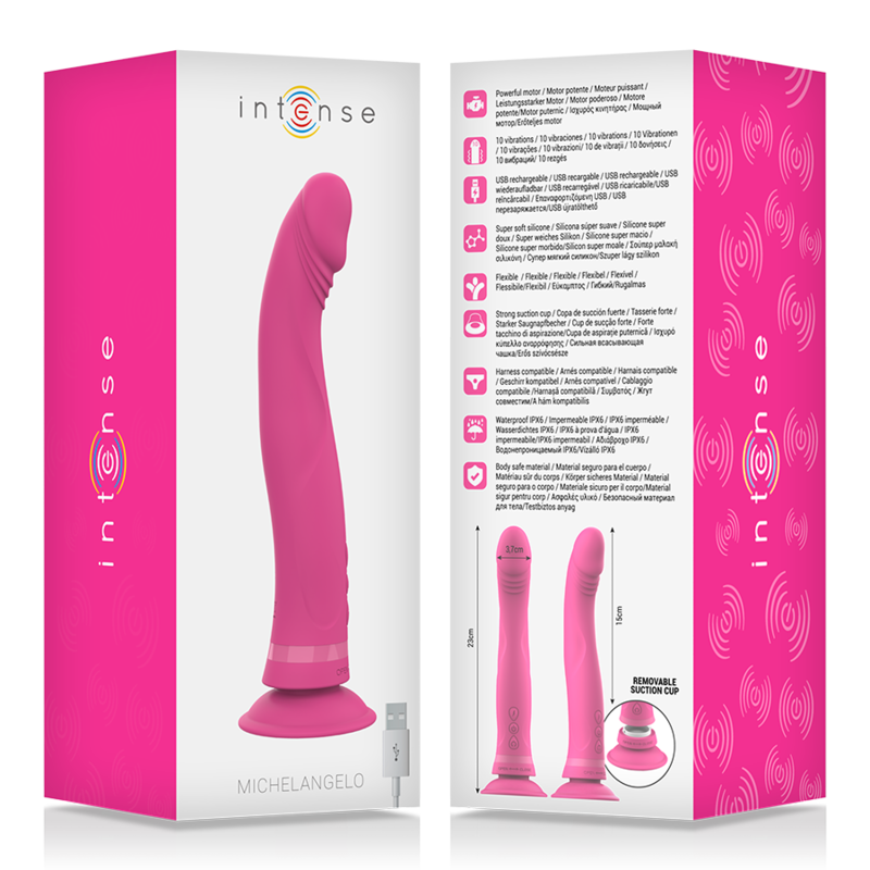 INTENSE - DILDO VIBRATORE IN SILICONE ROSA MICHELANGELO - immagine 5