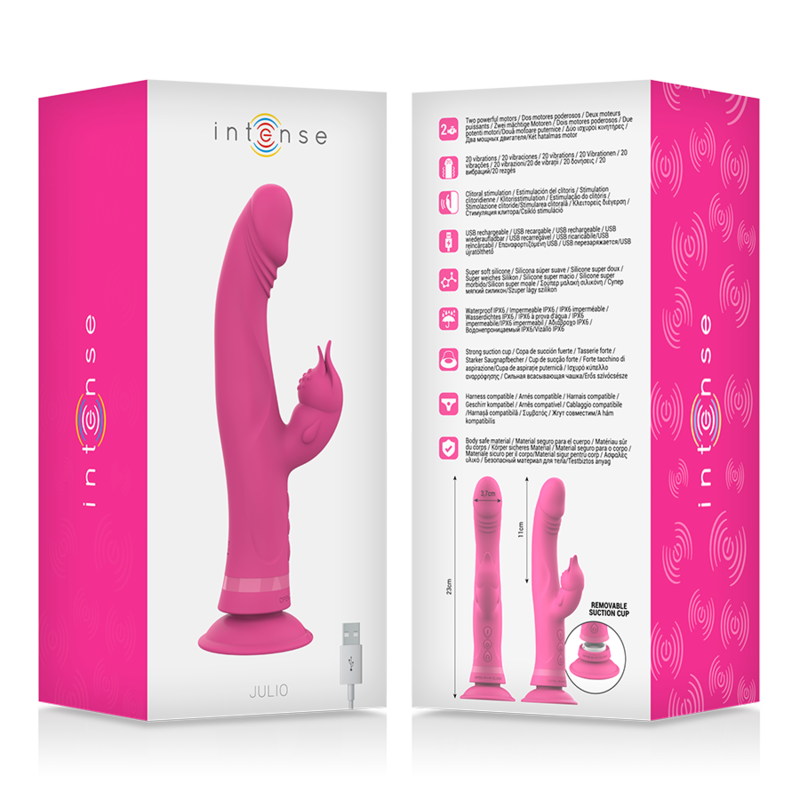 INTENSE - VIBRATORE JULIO RABBIT IN SILICONE ROSA - immagine 2