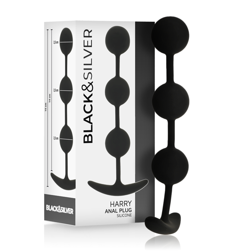 BLACK&SILVER – ROSARIO ANALE HARRY 3 SFERE IN SILICONE 14 CM