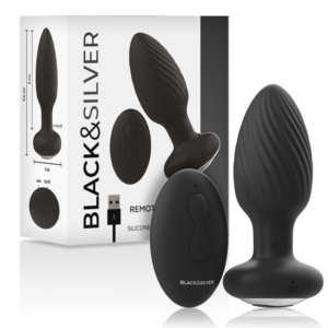 BLACK&SILVER – TELECOMANDO ROTATORE ANALE IN SILICONE CON TAPPO POZZETTI