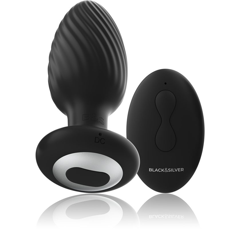 BLACK&SILVER - TELECOMANDO ROTATORE ANALE IN SILICONE CON TAPPO POZZETTI - immagine 5