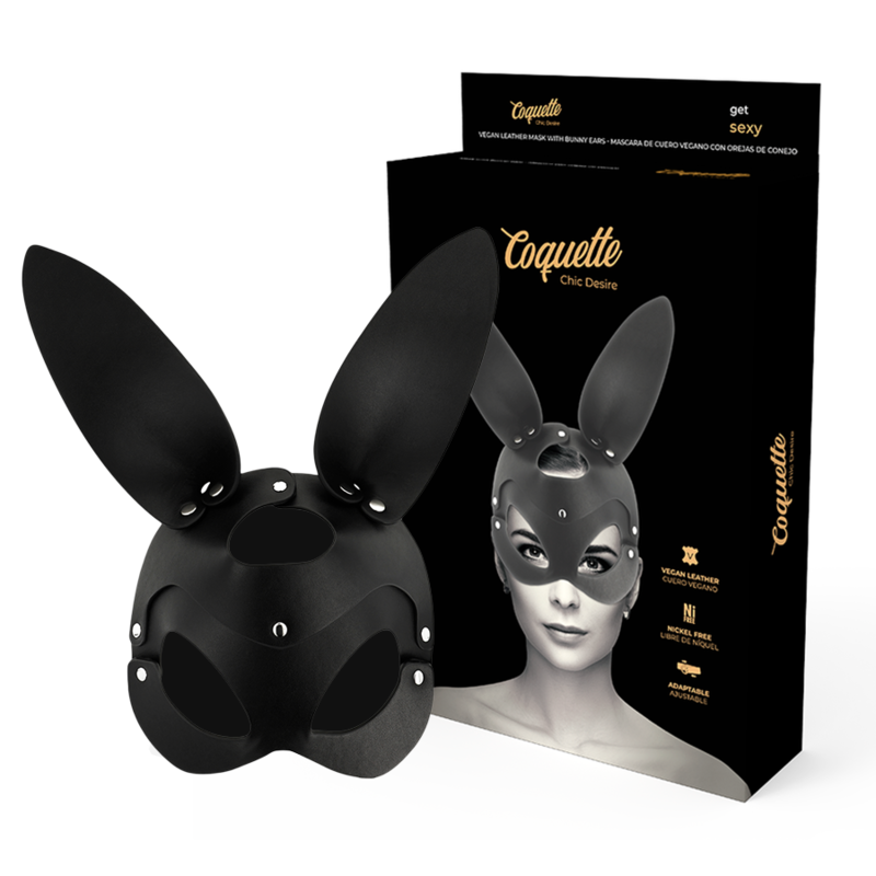 COQUETTE CHIC DESIRE – MASCHERA VEGANA IN PELLE CON ORECCHIE DI CONIGLIO