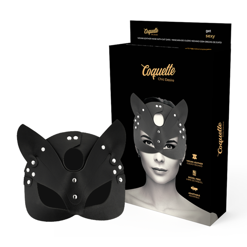 COQUETTE CHIC DESIRE – MASCHERA VEGANA IN PELLE CON ORECCHIE DI GATTO