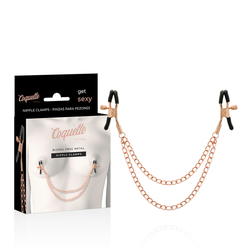COQUETTE CHIC DESIRE – CLIPS PER CAPEZZOLI IN METALLO FANTASIA CON CATENA