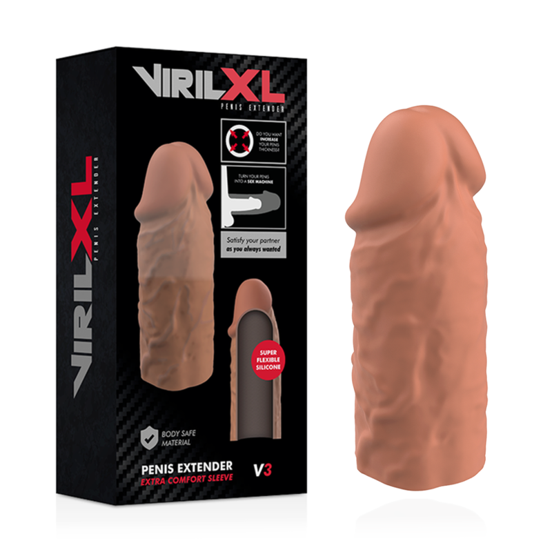 VIRILXL - ESTENSIONE DEL PENE IN SILICONE LIQUIDO V3 MARRONE - immagine 3
