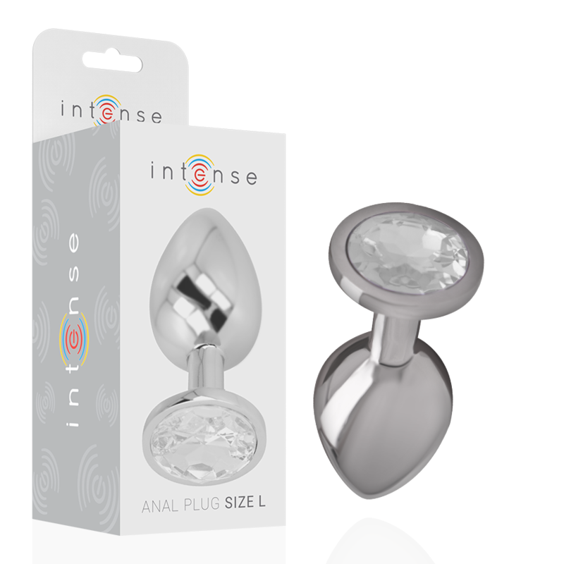 INTENSE – PLUG ANALE IN METALLO ALLUMINIO CON CRISTALLO ARGENTO MISURA L INTENSE – PLUG ANALE IN METALLO ALLUMINIO CON CRISTALLO ARGENTO MISURA L