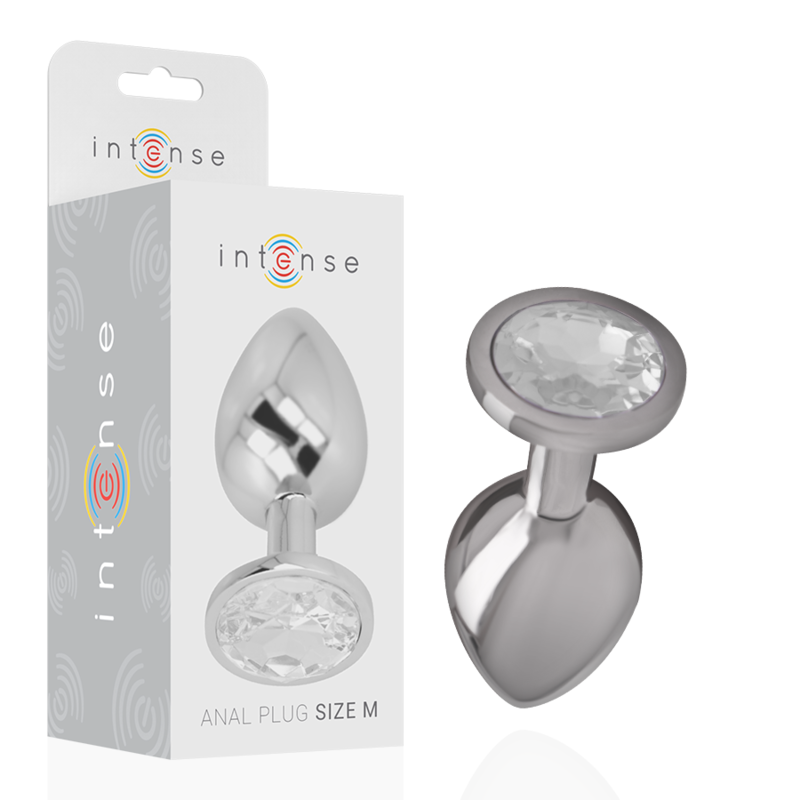 INTENSE – PLUG ANALE IN METALLO ALLUMINIO CON CRISTALLO ARGENTO TAGLIA M