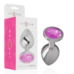 INTENSE – PLUG ANALE IN METALLO ALLUMINIO CON CRISTALLO ROSA TAGLIA M