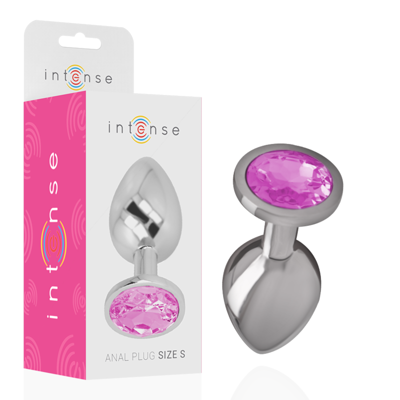 INTENSE – PLUG ANALE IN METALLO ALLUMINIO CON CRISTALLO ROSA TAGLIA S