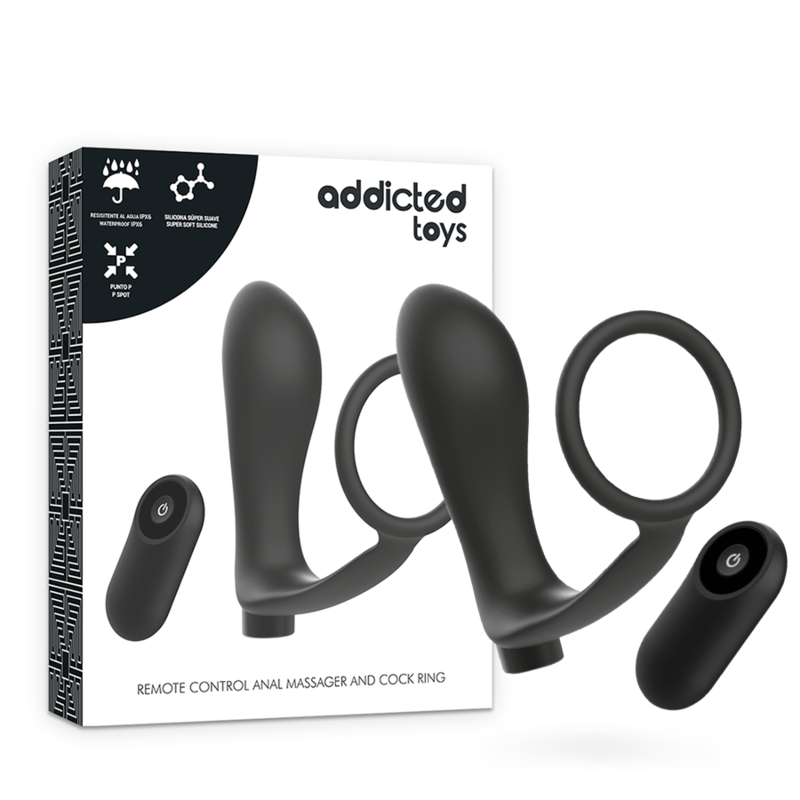 ADDICTED TOYS - ANELLO PER PENE CON TELECOMANDO PLUG ANALE NERO RICARICABILE - immagine 6
