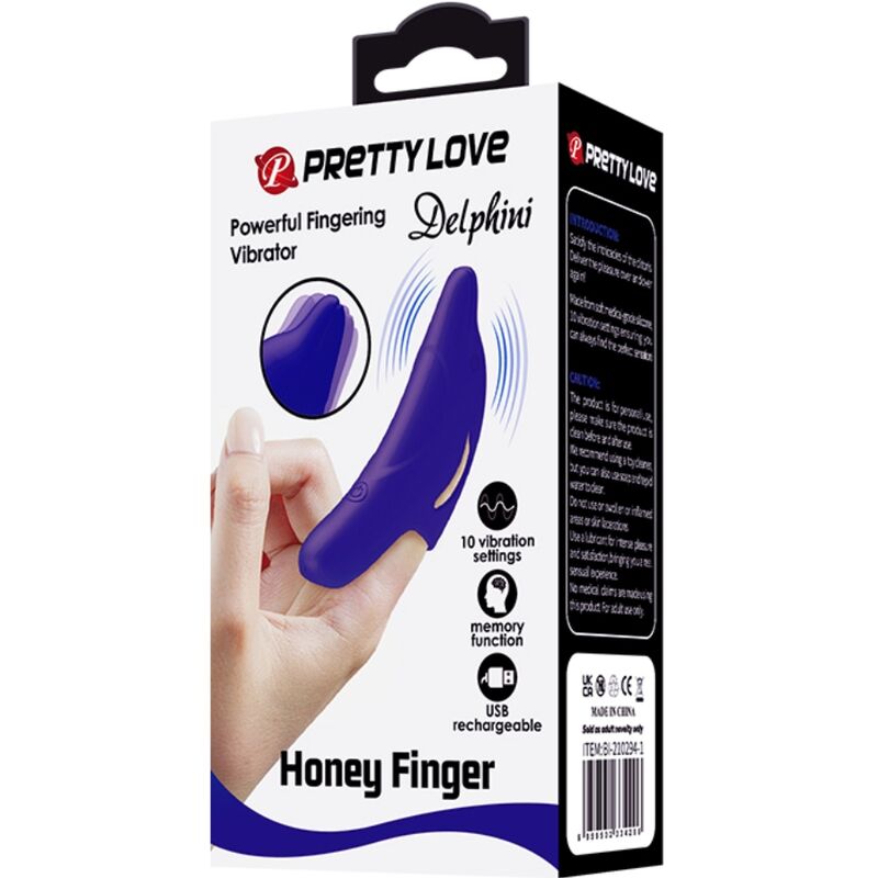 PRETTY LOVE - POTENTE STIMOLATORE DELLE DITA DELPHINI BLU SCURO - immagine 6