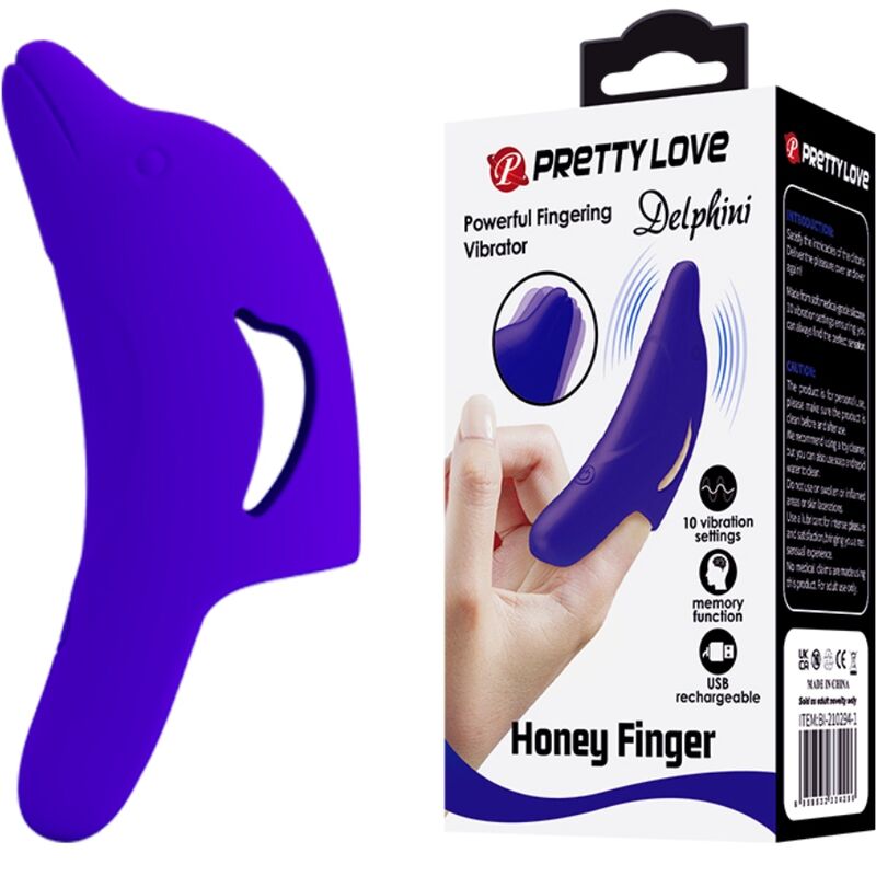 PRETTY LOVE - POTENTE STIMOLATORE DELLE DITA DELPHINI BLU SCURO - immagine 8