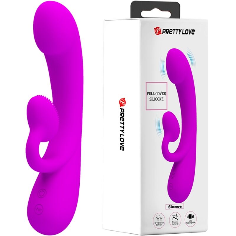 PRETTY LOVE - SINCERO VIBRATORE CLITORIDEO IN SILICONE E SUCCHIATORE VIOLA - immagine 7