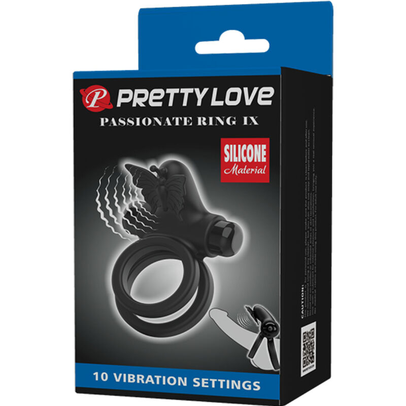 PRETTY LOVE - DOPPIO ANELLO VIBRANTE CON STIMOLATORE NERO - immagine 8