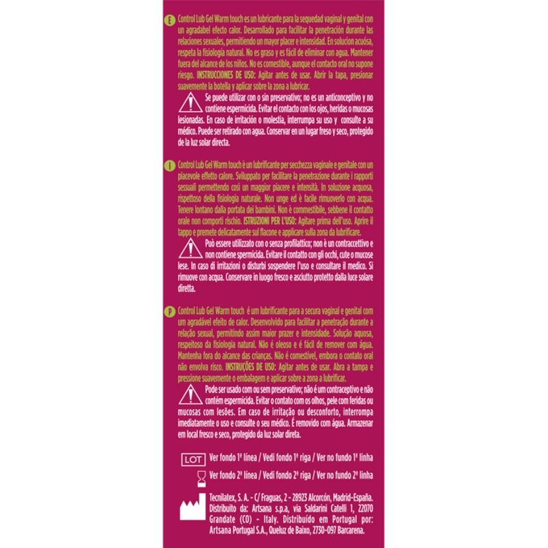 CONTROL - LUB GEL LUBRIFICANTE EFFETTO CALORE 75 ML - immagine 2