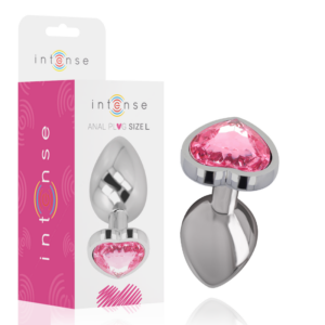 INTENSE – PLUG ANALE IN METALLO ALLUMINIO CUORE ROSA TAGLIA L