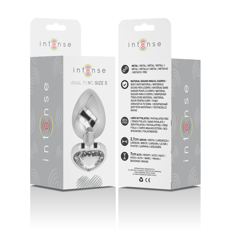 INTENSE - PLUG ANALE IN METALLO ALLUMINIO CON CUORE BIANCO TAGLIA S - immagine 2