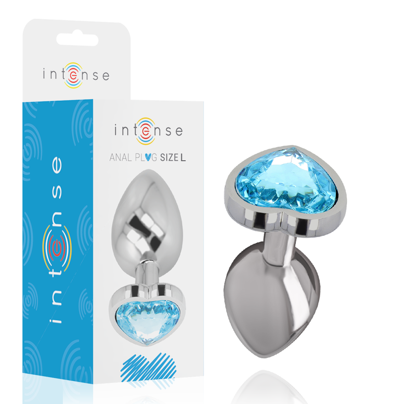 INTENSE – PLUG ANALE IN METALLO ALLUMINIO CUORE BLU TAGLIA L