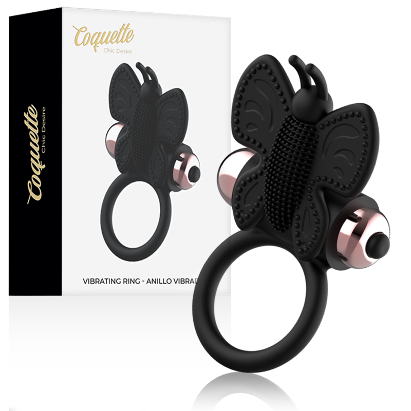 COQUETTE CHIC DESIRE – ANELLO CAZZO FARFALLA CON VIBRATORE NERO/ORO