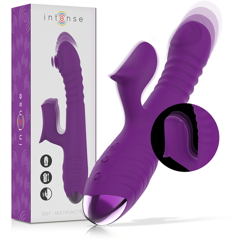INTENSE – VIBRATORE MULTIFUNZIONE RICARICABILE IGGY UP & DOWN CON STIMOLATORE CLITORALE VIOLA