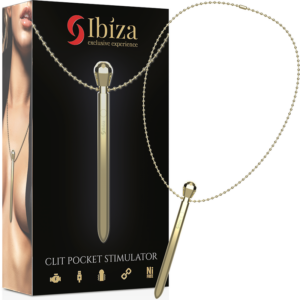 IBIZA – STIMOLATORE CLIT POCKET COLLANA CARICATORE USB 12 MODALIT DI VIBRAZIONE DORATO 12,2 X 1,5