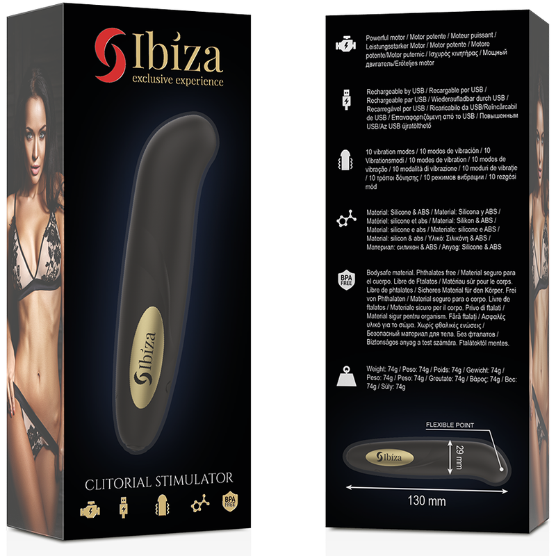IBIZA - STIMOLATORE CLITORIDE CARICATORE USB 10 MODALIT VIBRAZIONE DORATO 13 X 2,9 - immagine 2