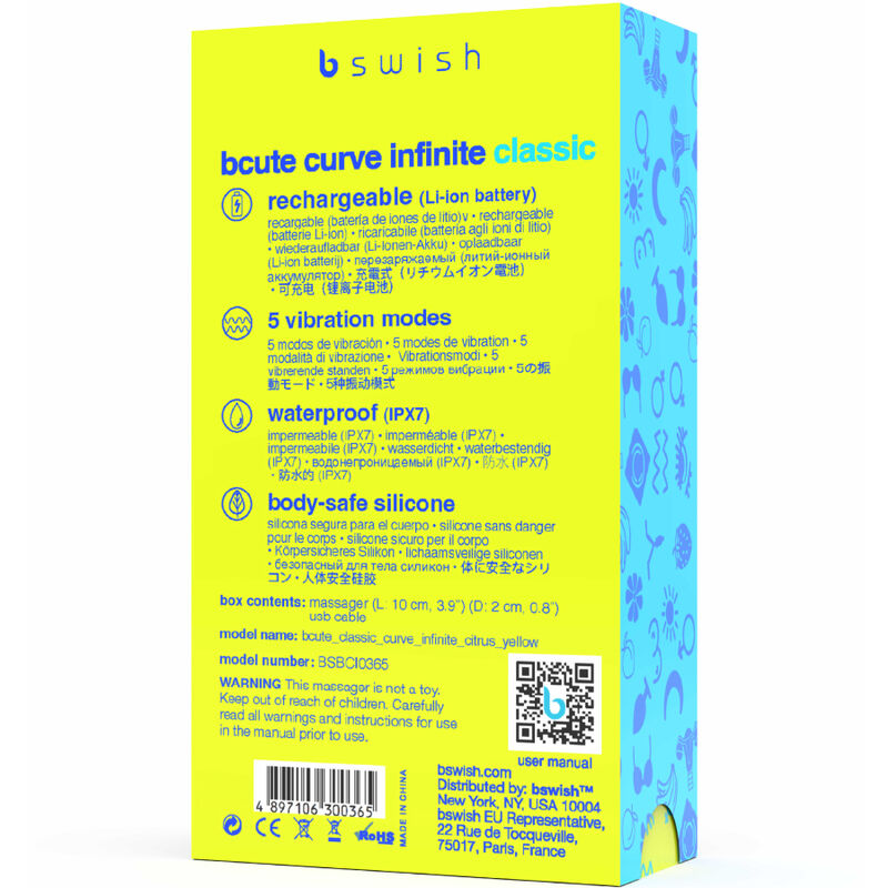 B SWISH - BCUTE CURVE INFINITE CLASSIC VIBRATORE IN SILICONE RICARICABILE GIALLO - immagine 5