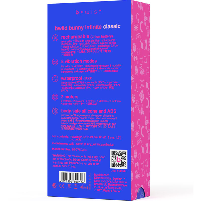B SWISH - BWILD BUNNY INFINITE CLASSIC VIBRATORE RICARICABILE IN SILICONE BLU - immagine 3