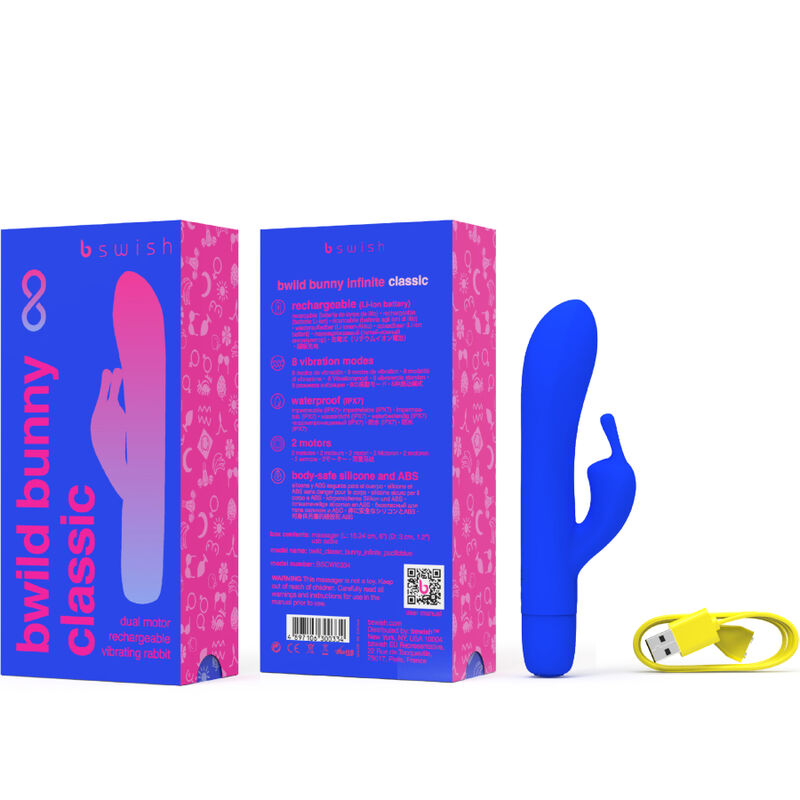 B SWISH - BWILD BUNNY INFINITE CLASSIC VIBRATORE RICARICABILE IN SILICONE BLU - immagine 4
