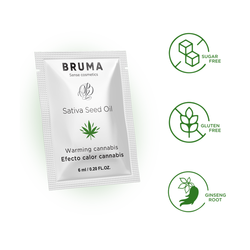 BRUMA - GEL SCORREVOLE ALL''OLIO DI SEMI DI SATIVA GUSTO CANNABIS RISCALDANTE 6 ML - immagine 4