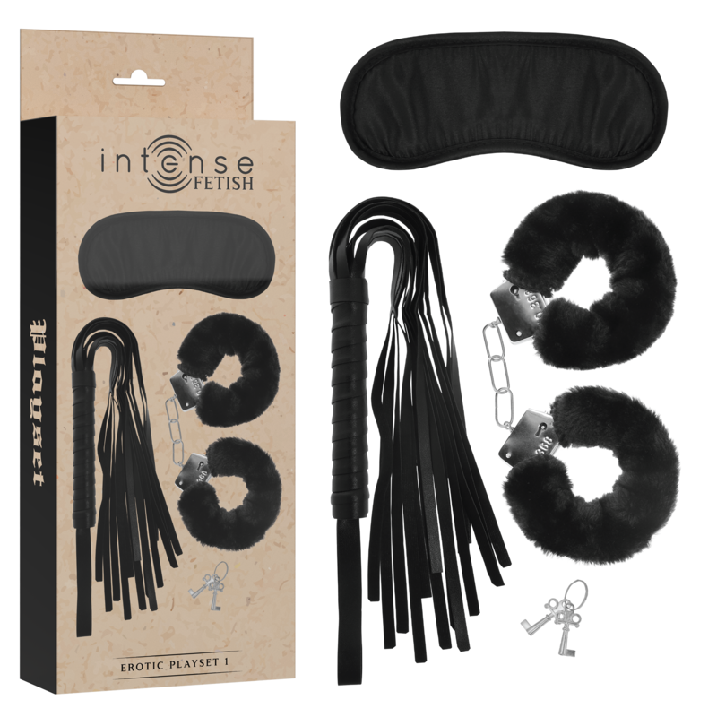 INTENSE – FETISH PLAYSET EROTICO 1 CON MANETTE, MASCHERA CIECA E FLOGGER INTENSE – FETISH PLAYSET EROTICO 1 CON MANETTE, MASCHERA CIECA E FLOGGER
